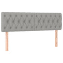 sengegavl med LED-lys 160x7x78/88 cm stof lysegrå