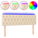 sengegavl med LED-lys 160x7x78/88 cm stof cremefarvet