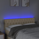 sengegavl med LED-lys 160x7x78/88 cm stof cremefarvet