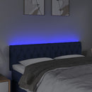 sengegavl med LED-lys 160x7x78/88 cm stof blå