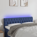 sengegavl med LED-lys 160x7x78/88 cm stof blå