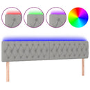 sengegavl med LED-lys 180x7x78/88 cm stof lysegrå
