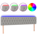 sengegavl med LED-lys 200x7x78/88 cm stof lysegrå