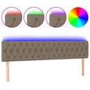sengegavl med LED-lys 200x7x78/88 cm stof gråbrun