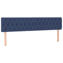 sengegavl med LED-lys 200x7x78/88 cm stof blå
