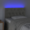 sengegavl med LED-lys 80x7x78/88 cm velour lysegrå