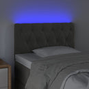 sengegavl med LED-lys 80x7x78/88 cm velour mørkegrå