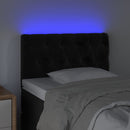 sengegavl med LED-lys 80x7x78/88 cm velour sort