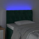sengegavl med LED-lys 80x7x78/88 cm velour mørkegrøn