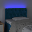sengegavl med LED-lys 80x7x78/88 cm velour mørkeblå
