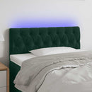 sengegavl med LED-lys 90x7x78/88 cm velour mørkegrøn