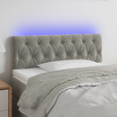 sengegavl med LED-lys 100x7x78/88 cm velour lysegrå