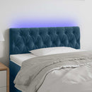 sengegavl med LED-lys 100x7x78/88 cm velour mørkeblå