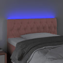 sengegavl med LED-lys 100x7x78/88 cm velour lyserød