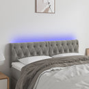 sengegavl med LED-lys 144x7x78/88 cm velour lysegrå