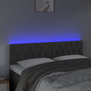 sengegavl med LED-lys 144x7x78/88 cm velour mørkegrå