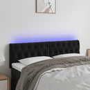 sengegavl med LED-lys 144x7x78/88 cm velour sort