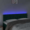 sengegavl med LED-lys 144x7x78/88 cm velour mørkegrøn