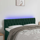 sengegavl med LED-lys 144x7x78/88 cm velour mørkegrøn
