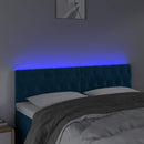 sengegavl med LED-lys 144x7x78/88 cm velour mørkeblå