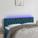 sengegavl med LED-lys 144x7x78/88 cm velour mørkeblå