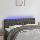 sengegavl med LED-lys 160x7x78/88 cm velour mørkegrå