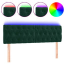 sengegavl med LED-lys 160x7x78/88 cm velour mørkegrøn