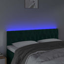 sengegavl med LED-lys 160x7x78/88 cm velour mørkegrøn