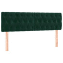 sengegavl med LED-lys 160x7x78/88 cm velour mørkegrøn