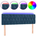 sengegavl med LED-lys 160x7x78/88 cm velour mørkeblå