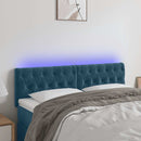 sengegavl med LED-lys 160x7x78/88 cm velour mørkeblå