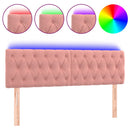sengegavl med LED-lys 160x7x78/88 cm velour lyserød