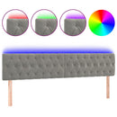 sengegavl med LED-lys 180x7x78/88 cm velour lysegrå
