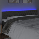 sengegavl med LED-lys 180x7x78/88 cm velour mørkegrå