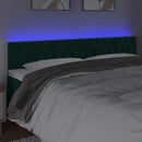 sengegavl med LED-lys 180x7x78/88 cm velour mørkegrøn