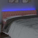sengegavl med LED-lys 180x7x78/88 cm velour lyserød