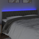 sengegavl med LED-lys 200x7x78/88 cm velour mørkegrå