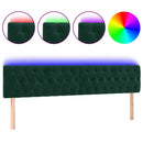 sengegavl med LED-lys 200x7x78/88 cm velour mørkegrøn