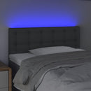sengegavl med LED-lys 80x5x78/88 cm stof mørkegrå