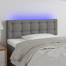sengegavl med LED-lys 80x5x78/88 cm stof mørkegrå