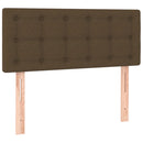sengegavl med LED-lys 80x5x78/88 cm stof mørkebrun