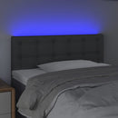 sengegavl med LED-lys 90x5x78/88 cm stof mørkegrå
