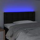 sengegavl med LED-lys 100x5x78/88 cm stof sort