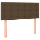 sengegavl med LED-lys 100x5x78/88 cm stof mørkebrun