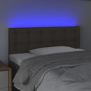 sengegavl med LED-lys 100x5x78/88 cm stof gråbrun