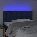 sengegavl med LED-lys 100x5x78/88 cm stof blå