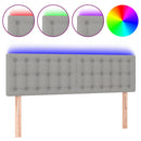 sengegavl med LED-lys 144x5x78/88 cm stof lysegrå