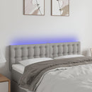 sengegavl med LED-lys 144x5x78/88 cm stof lysegrå