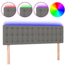 sengegavl med LED-lys 144x5x78/88 cm stof mørkegrå