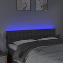 sengegavl med LED-lys 144x5x78/88 cm stof mørkegrå
